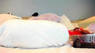 Amateur redhead poses and masturbates with toys