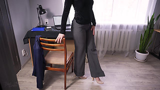 Hot Coworker Teases Ass Till Her Pants Ripped