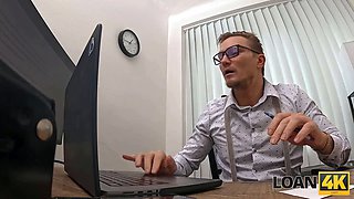 Loan4k. she came in to get a loan and left with her vulva nailed raw