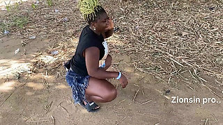 African Ebony Sexy Black Girl Dances in Public with Laughter