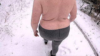 Naked Boobs Banging Hard in Winter Forest