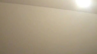 Ripped Shiny Nylon Jumpsuit in the Bathroom. Cum Cleanup, Dirty Dancing and Pee Play