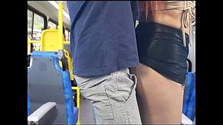 Brunette with Glasses Gets Anal Fuck and Creamy Ass on Public Transport