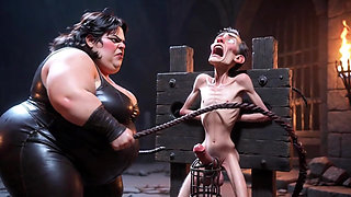 CBT Humiliation - BBW Mistress Whipping Locked Slave Cock