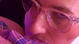 Hottest MILF Licking His Chastity Balls and Cock - Moaning Like a Bitch!