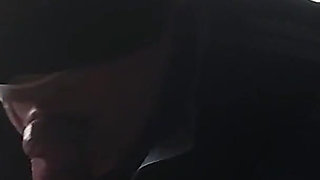 Midday parking lot blowjob and swallowing