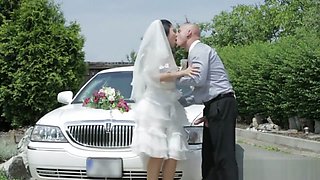 Dirty bride takes her chauffeur's cock before her wedding