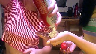 Blonde and brunette lesbians munch their asses