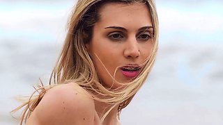 Sexy naked MILF playing with her baloons