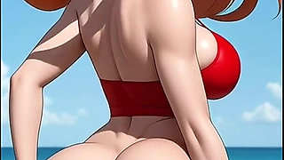 Huge Ass Bounce on Beach, Ai Animation