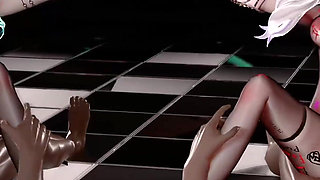 [mmd] Haku & Miku-baam Double Meat Urinal Dance Humiliation Lewd Pattern Transparent Black Silk Riding