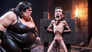CBT Humiliation - BBW Mistress Whipping Locked Slave Cock