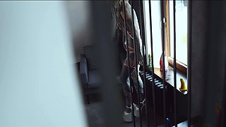 Gorgeous tattooed girl fucks her ass with a big dildo