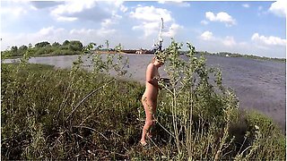 Nude Girl On River