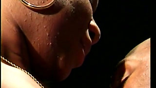 Black whore with natural tits gets pounded by a black hunk