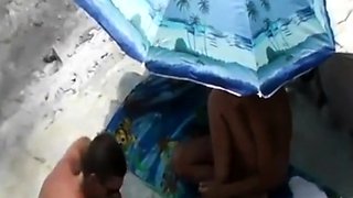 Peeking at stepdaughter and BF on beach