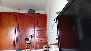 Mother-in-law told me that she cleaned the room in a thong