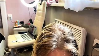 Hot teen gets facial after sucking and riding hard cock live