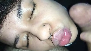 Deusa De Ebano Hot Creampie Facial - Cum Running Down Her Face & Mouth