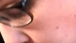 Naughty pierced chick sucks his cock in POV