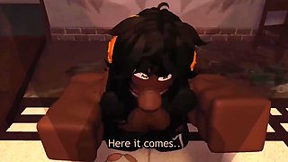 Ginger and brunette got their mouth stuffed 3D animation