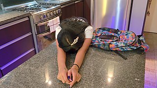 My Stepdaughter Comes Home Late Because She's with Her Classmates, but She Has No Choice but to Pay Her Punishment with Sex