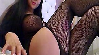 Busty curly brunette with big boobs fucks on couch