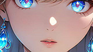 Soft Starlight a Beautiful Young Woman with Glowing Eyes in Animated Style