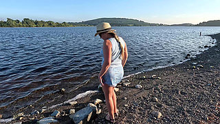 Girl Public Masturbation Near the Lake