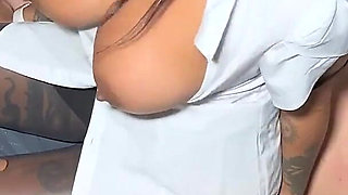 I Fuck the English Teacher, and I Cum on Her Big Tits, She Happy with a Big Cock