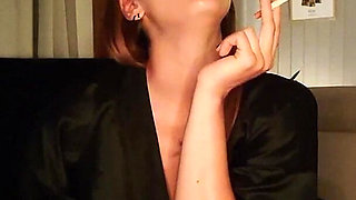 Smoking in Black Lingerie