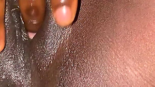 Hot Dark-skinned Ebony Nymph Enjoys POV Oil Masturbation