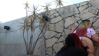 Don't worry, love, the neighbor is gone, we can on her