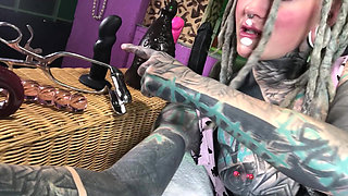 Horny Alternative Tattooed Girl Shows Her Sex Toys With Ass Plug In
