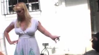 When two horny moms spot the burglar jacking his cock off