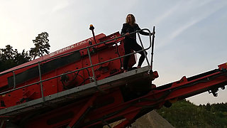 Grandma Is Walking Around in a Gravel Pit Wearing Sheer Leggings!