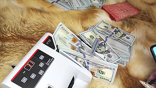 Findom: Cash Goddess Counts cash and Makes You Worship Her Cleavage and Feet