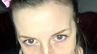 amateur teen multitasking with toys
