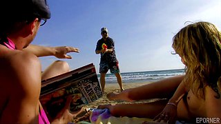 Blonde Takes Rough Anal on Crowded Public Beach