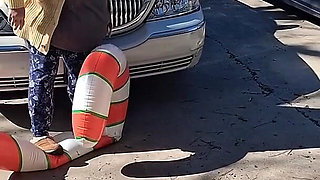 Big Beautiful Woman Nurse Vicki Crushes This Blow up Candy Cane