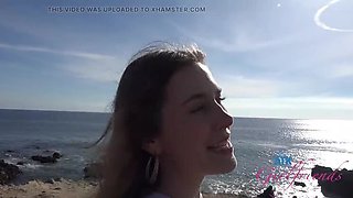 Fiona Peaches Blowjob in Car POV - Amateur Girlfriend Sucks Cock & Takes Cum Load