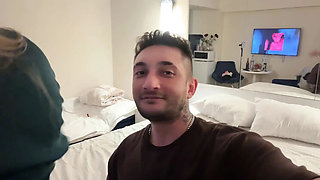 Russian girl hotel threesome with big natural tits - amateur Turkish couple fuck in HD