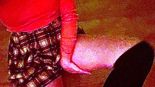 Sexy brunette wearing stockings masturbates webcam