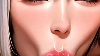 (4k) Ai Animated Hot Big Ass White Hair Asian - POV Blowjob & Fucking