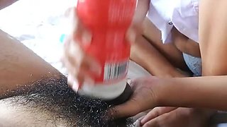 Hijab Schoolgirl Massages Boyfriend's Dick and Gets Fucked Hard