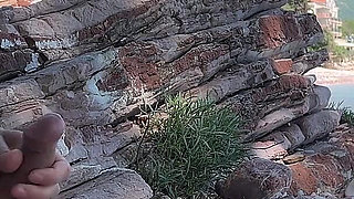 Risky Outdoor Dick Flashing on the Beach - I Took His Dick in My Hand and Helped Him Cum