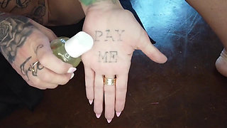 Handjob to a Dildo