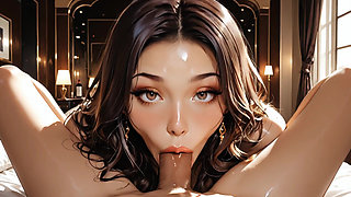 Asian Student Light Skin Sucking Hard Cock of Her Boyfriend in Cheap Motels - Uniform Short Skirt White Blouse Stockin