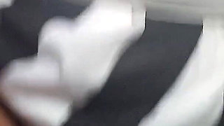 Chubby Brunette Girl in Miniskirt Rides Pink Dildo - Hairy Pussy