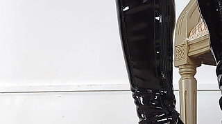 Shoeplay in Extreme High Heel Thigh High Boots and Pantyhose (shoe Collection) - Dame Olga